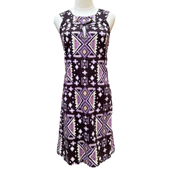 Tory Burch Dresses & Skirts - Tory Burch Purple Black Geometric Sleeveless Cotton Dress Women's 2